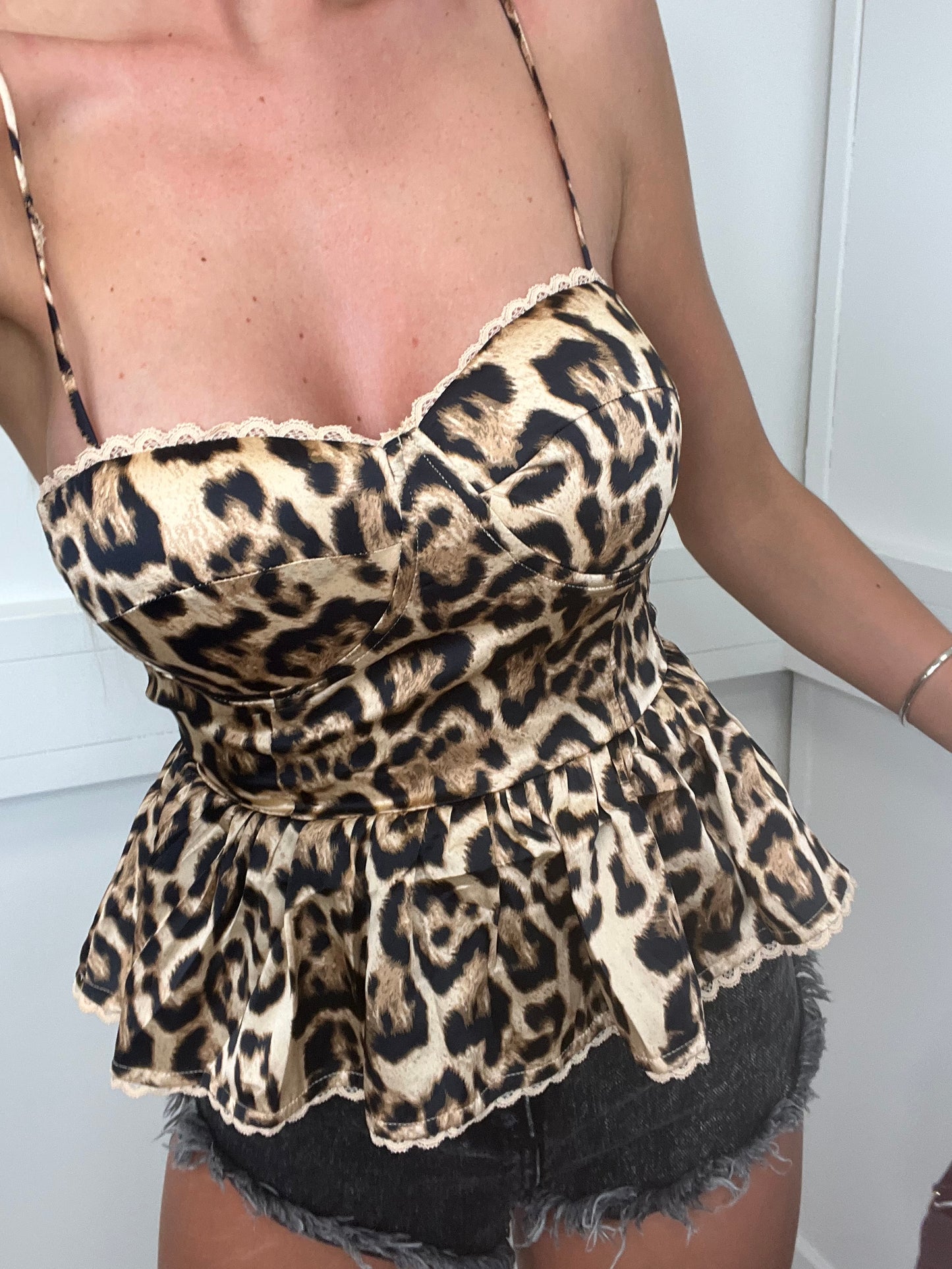 Leopard print peplum top