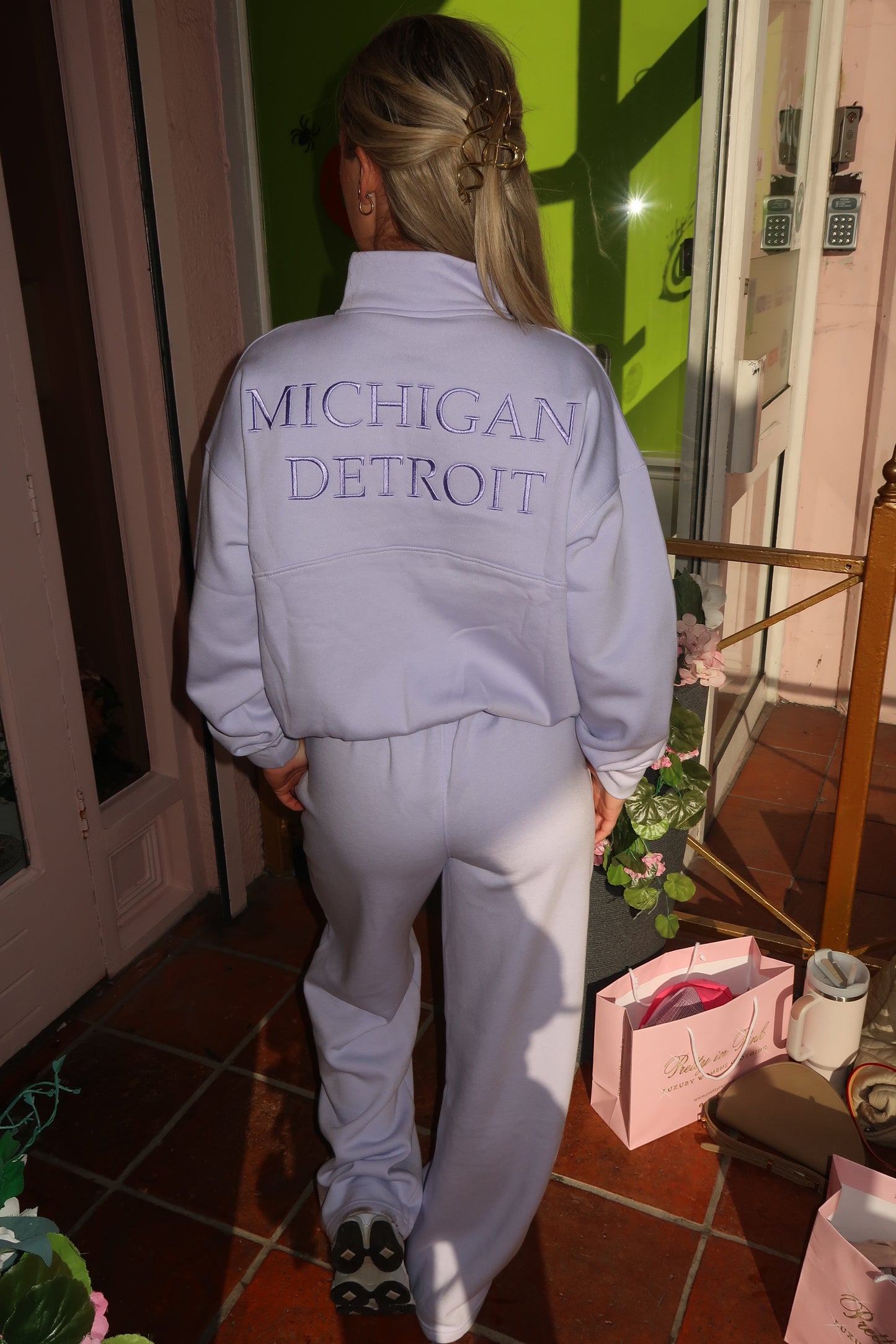 Lilac half zip sweatshirt