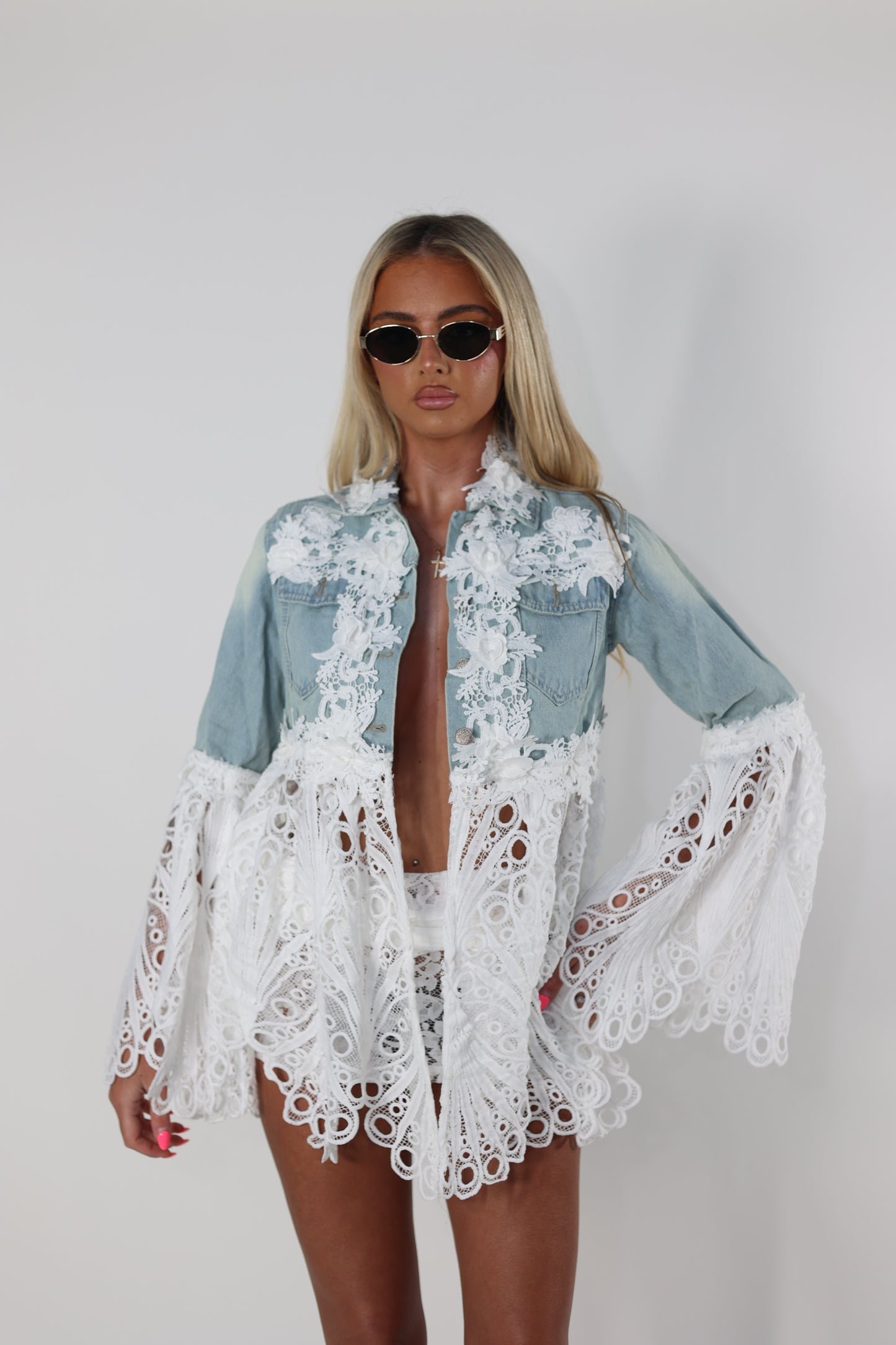 Denim lace jacket