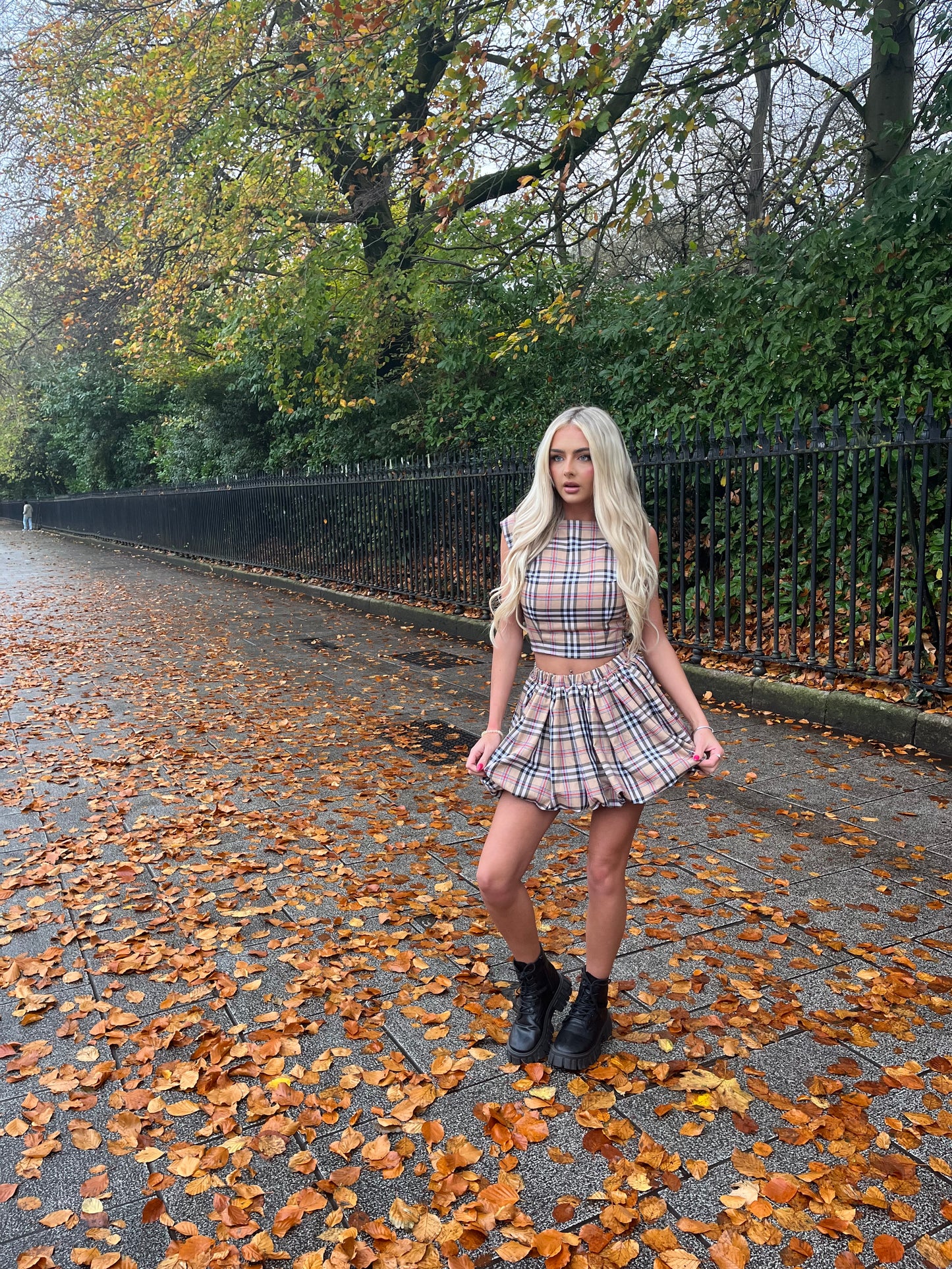 LIMITED EDITION HANDMADE & DESIGNED IN HOUSE: Tartan top and puff skirt