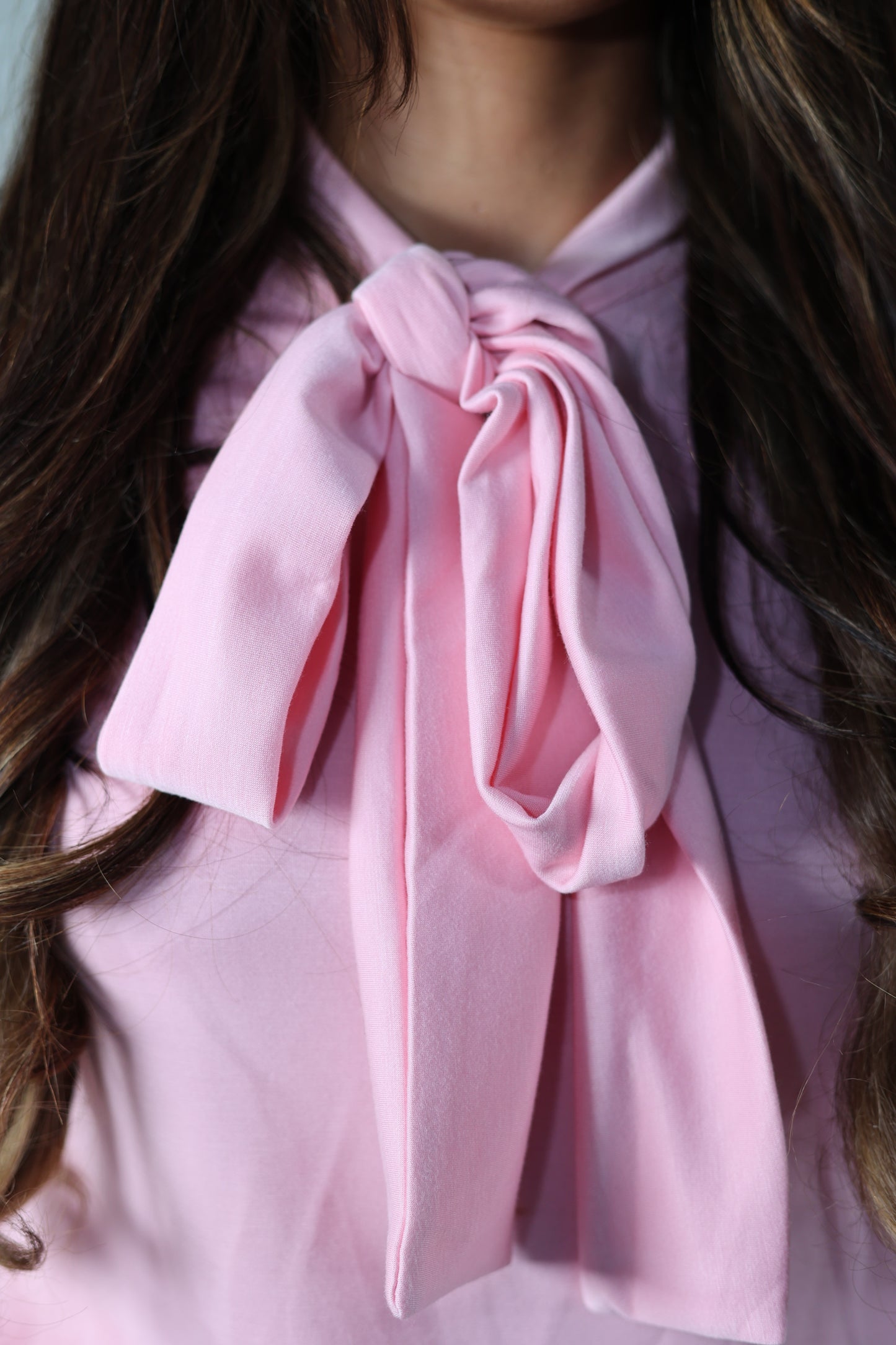 Pink bow blouse and puff ball skirt set