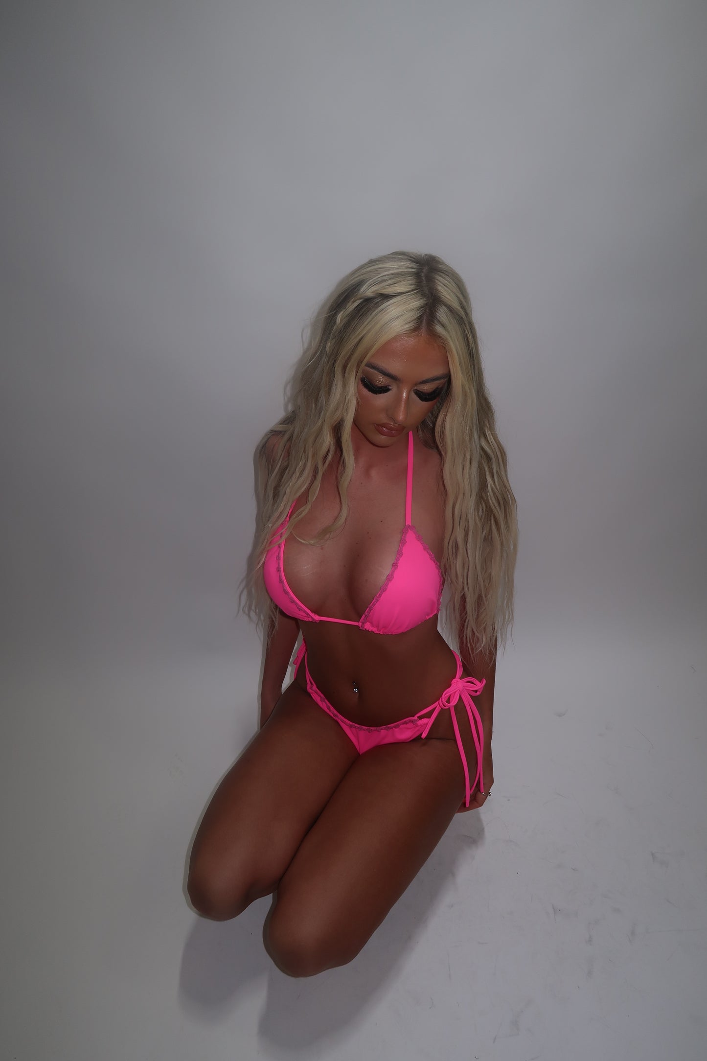 LIMITED EDITION HAND MADE AND DESIGNED IN HOUSE: Pink bow trim bikini