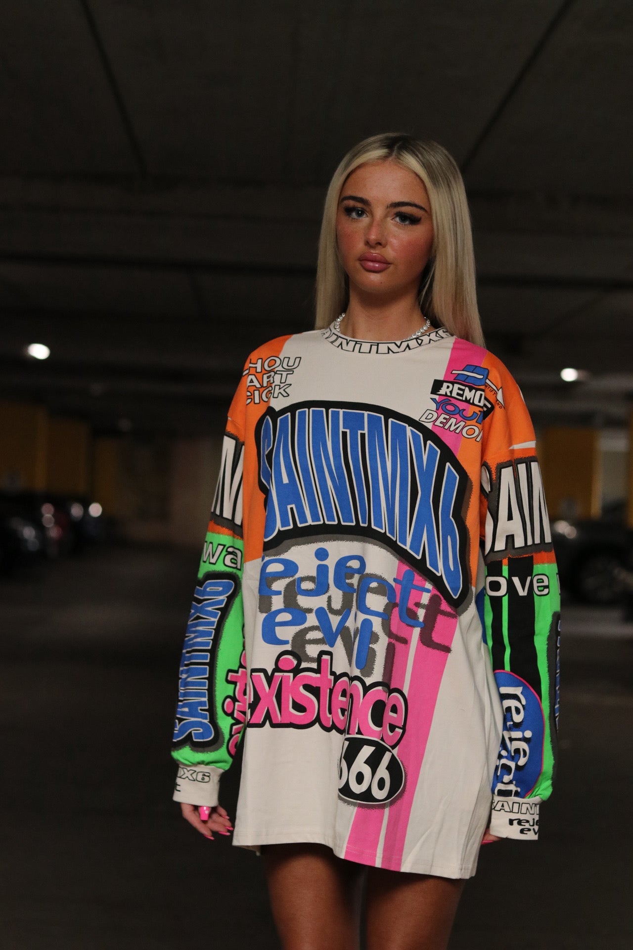 Graffiti over sized jumper dress