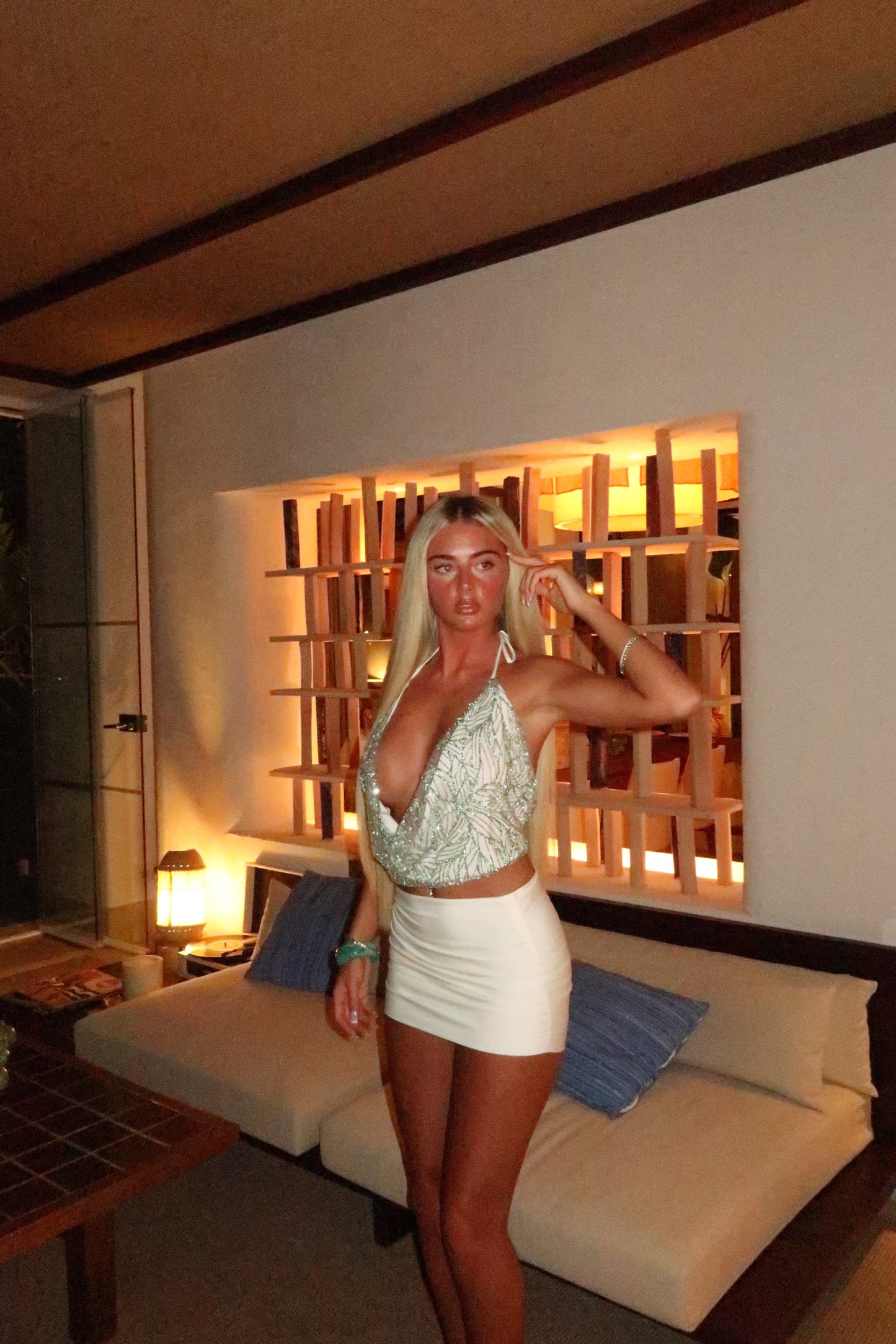 LIMITED EDITION HAND MADE AND DESIGNED IN HOUSE: Sienna embellished top and skirt co-ord