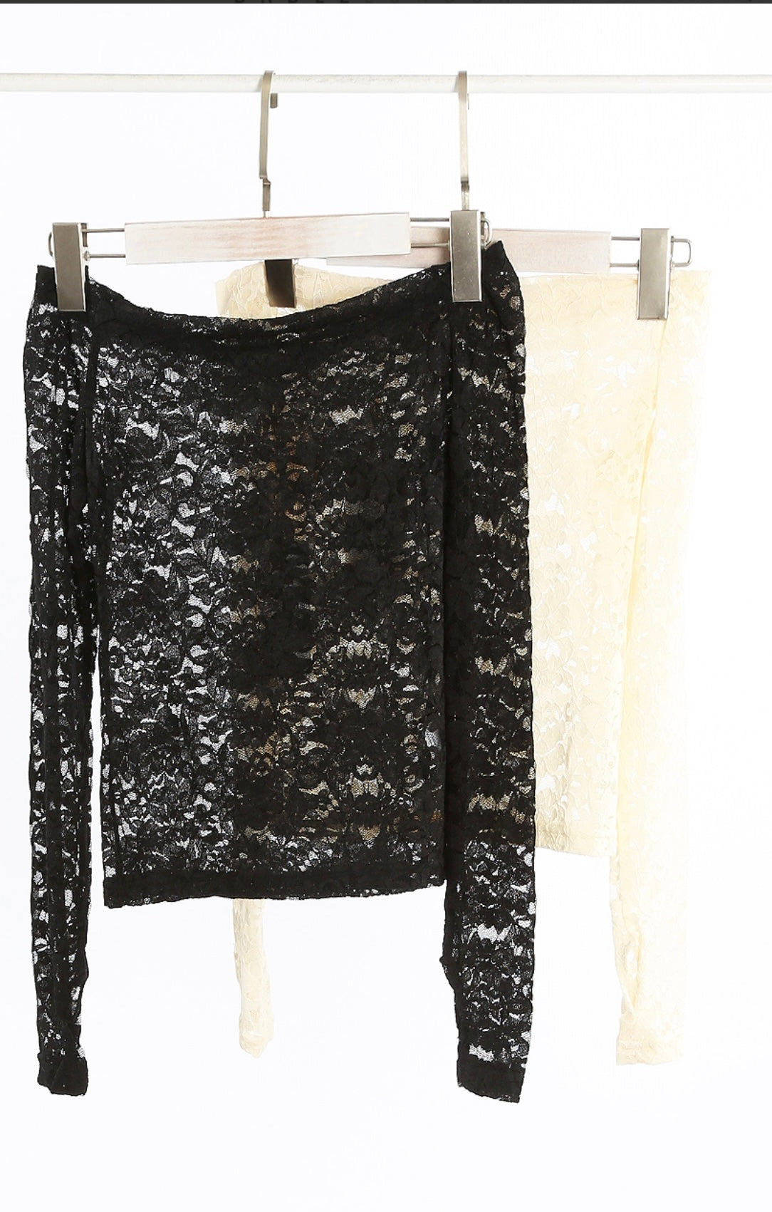 Off white off the shoulder lace top