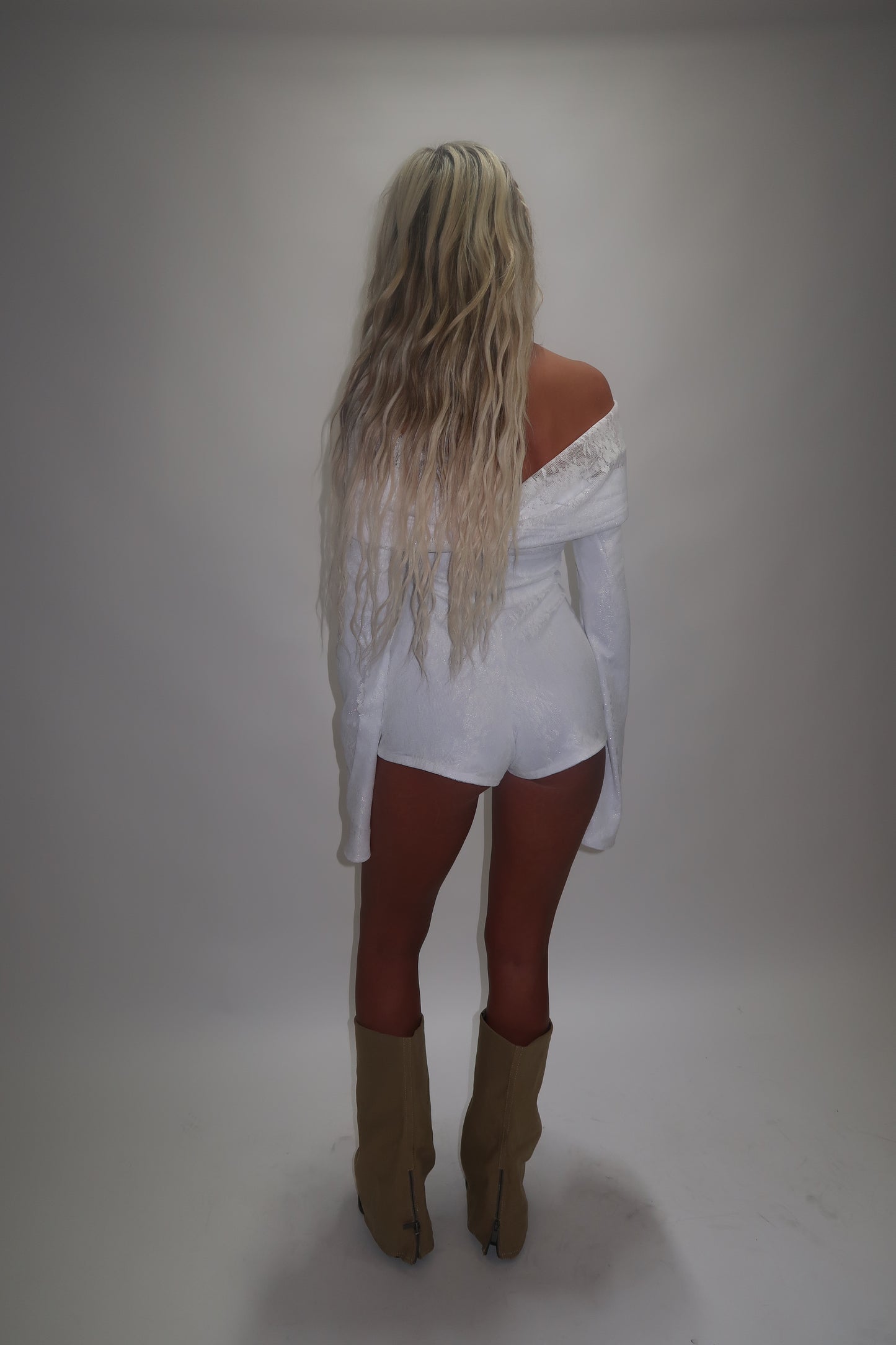 LIMITED EDITION HAND MADE AND DESIGNED IN HOUSE: ‘Angel’ white playsuit