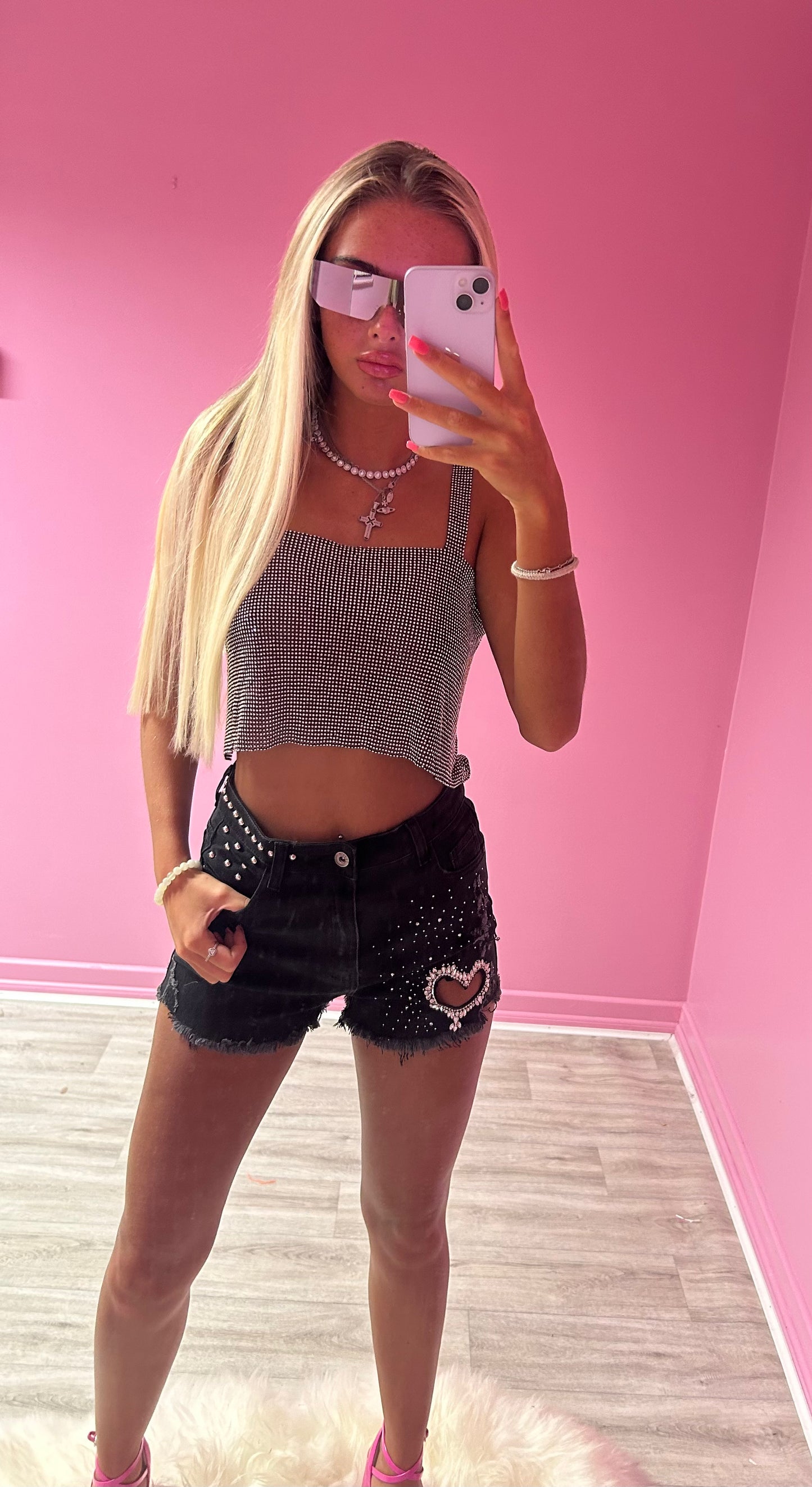 Black sparkly chain mail top