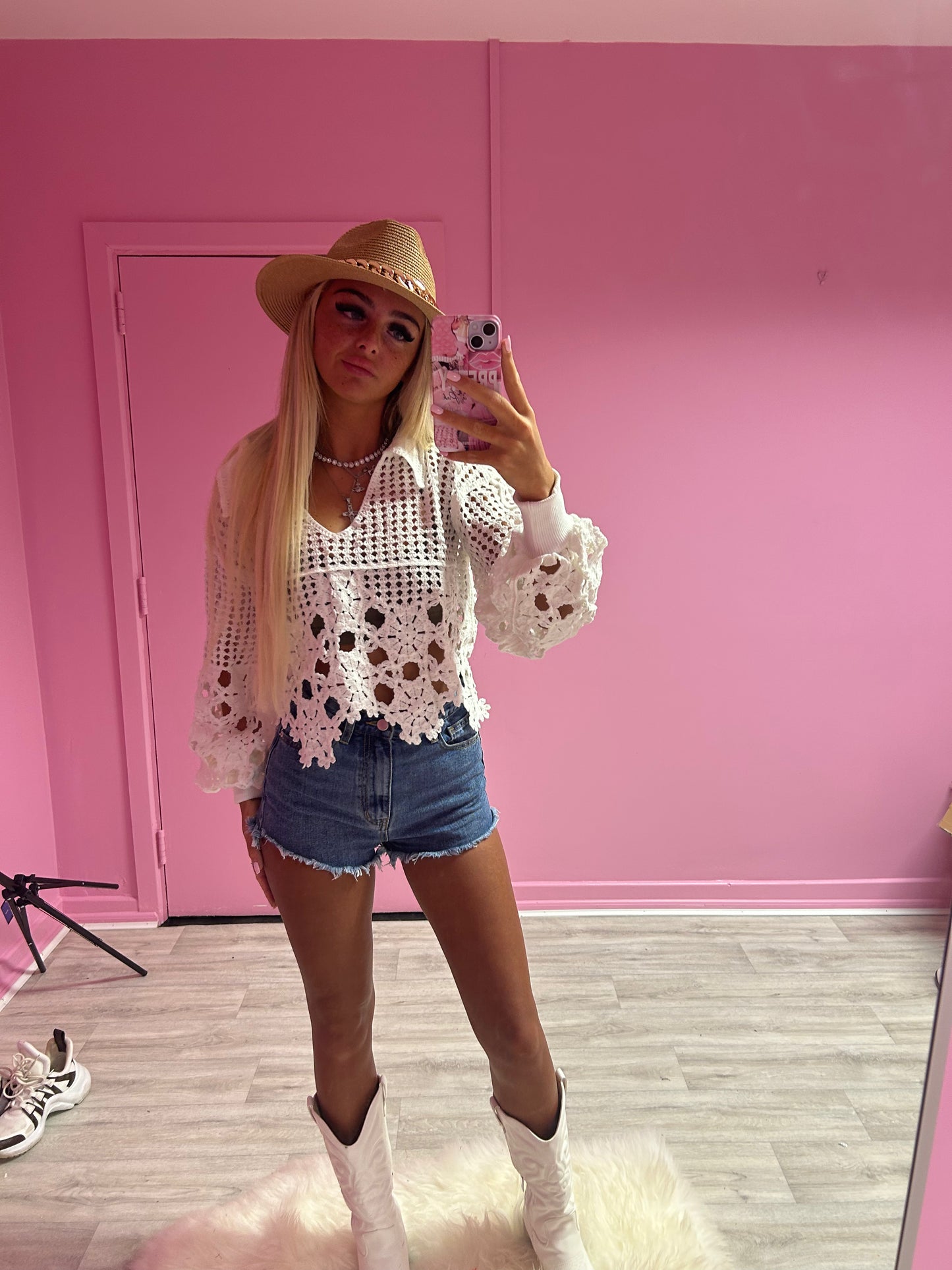 White crochet jumper