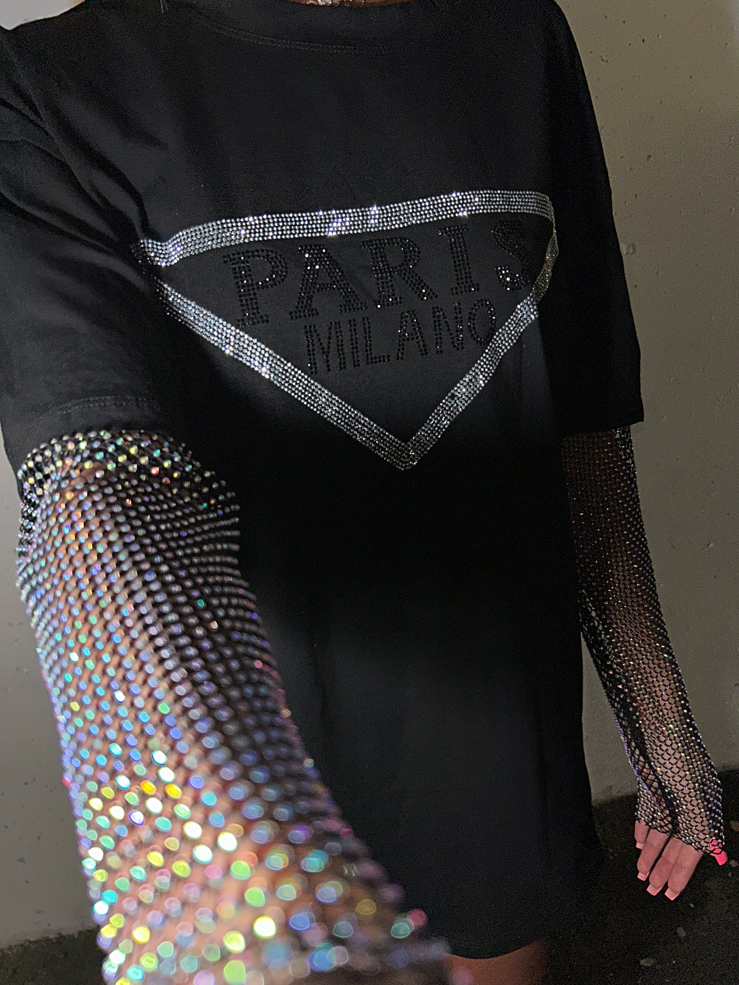 ‘Dash’ diamanté sleeve T-Shirt