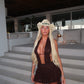 LIMITED EDITION HAND MADE AND DESIGNED IN HOUSE: Brown lace Lilly dress