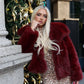 Luxury Wine faux fur lapel jacket