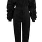 Black ruched sleeve tracksuit