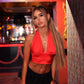 HAUNT COUTURE HANDMADE: Red halter neck plunge top