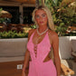 Tia pink crochet playsuit