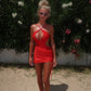 LIMITED EDITION HAND MADE AND DESIGNED IN HOUSE: red multi-way skirt