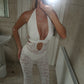White lace cut out jumpsuit