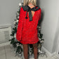 Red sequins bow dress