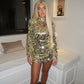 Gold sequins disc dress