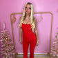 Red Slinky vest top and flared bottoms set