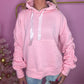 Pink ruched sleeve ribbon hoodie