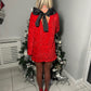 Red sequins bow dress