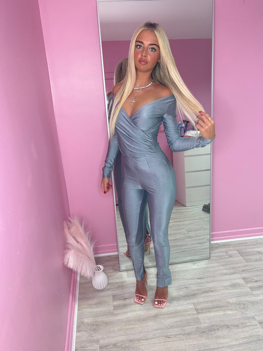 Galactic Grey slinky top and bottoms set
