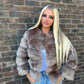 Brown faux fur 3/4 sleeve coat