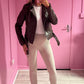 PU Brown belted biker jacket