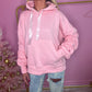 Pink ruched sleeve ribbon hoodie