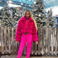 PRE ORDER Pink Collar zip up faux fur coat