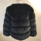 Black faux fur 3/4 sleeve coat