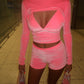 LIMITED EDITION HAND MADE AND DESIGNED IN HOUSE: Pink velour three piece shorts set