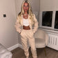 Beige ruched tracksuit