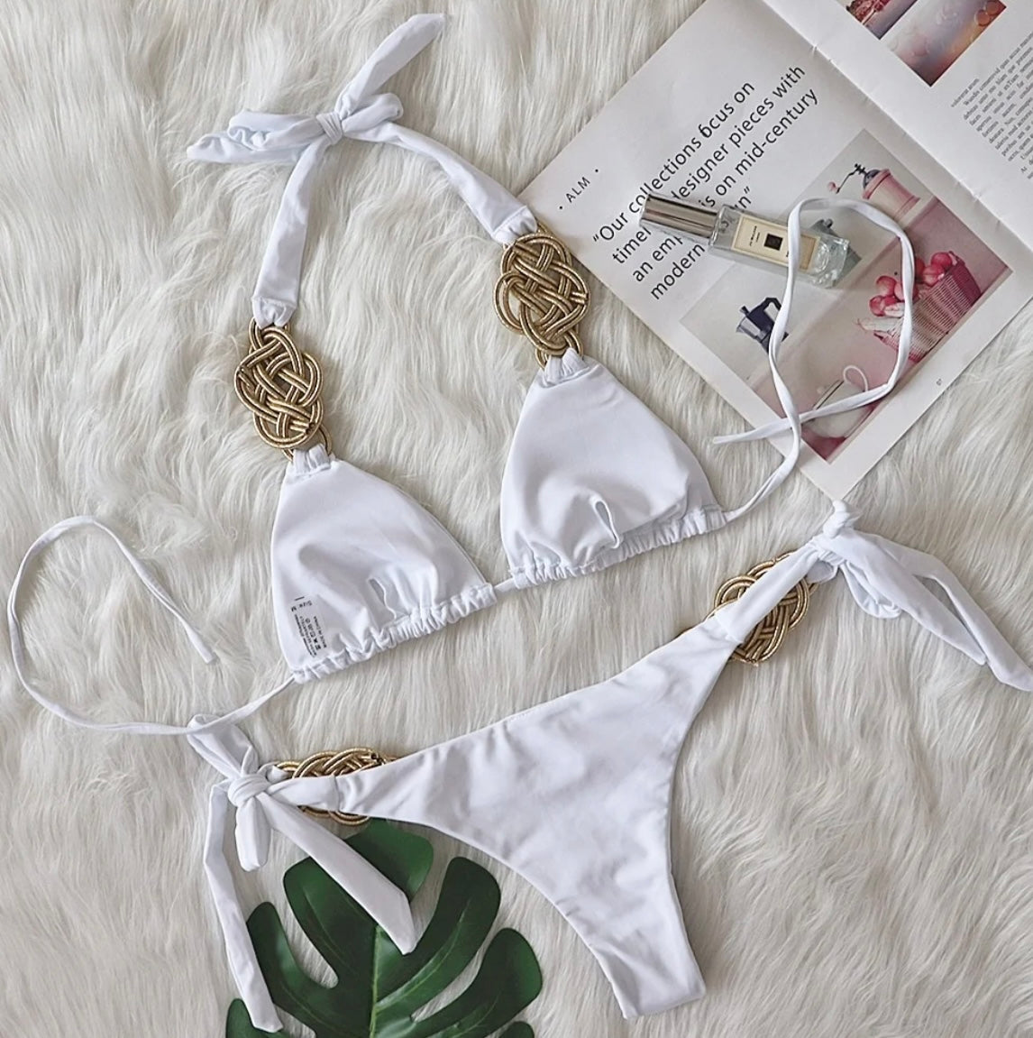 White golden goddess bikini bottoms