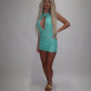 LIMITED EDITION HAND MADE AND DESIGNED IN HOUSE: ‘Aura’ blue lace dress