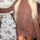 Brown flared sleeve sequins dress