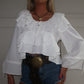 White Cropped Ruffle Blouse