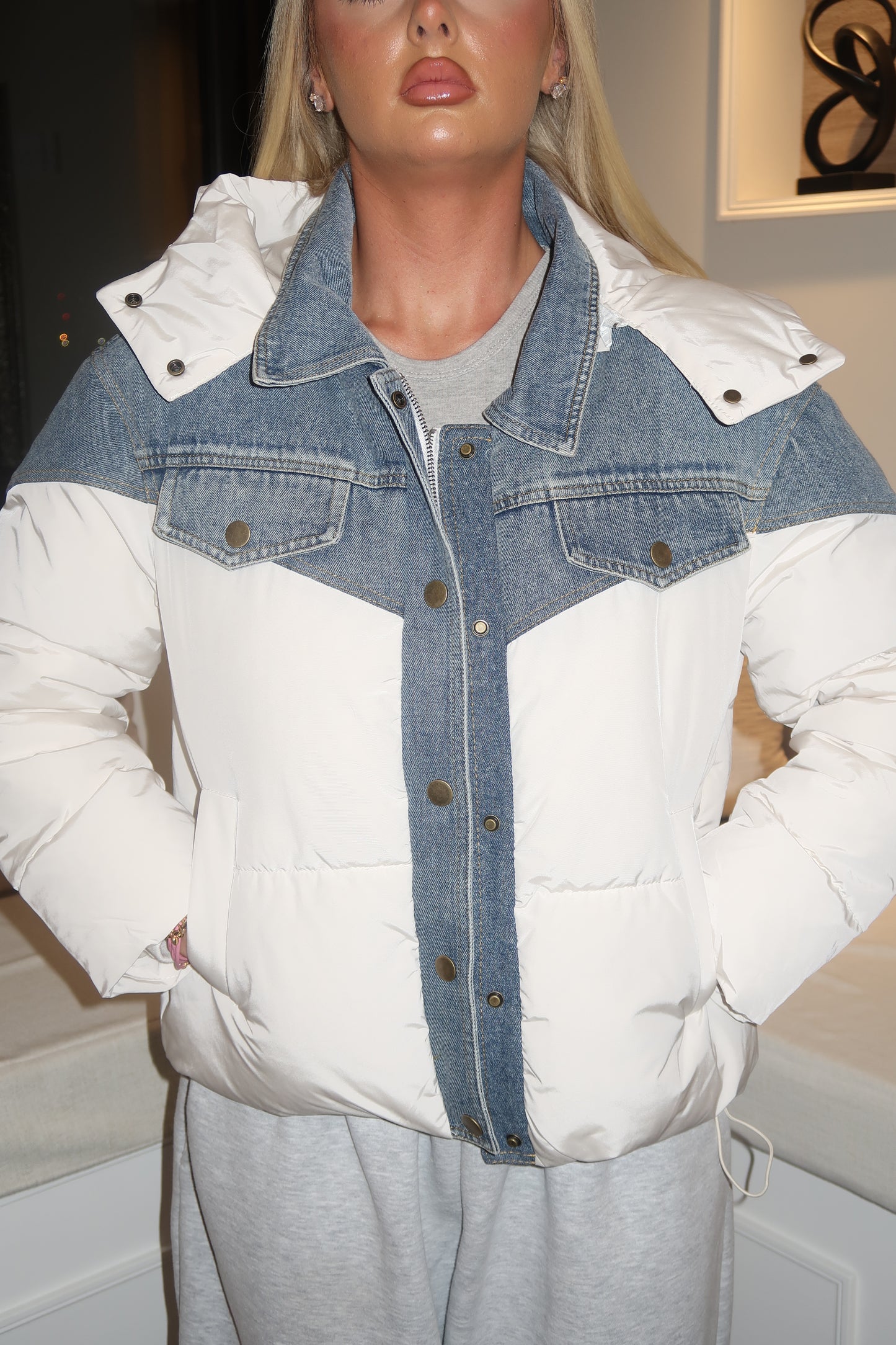 Denim white contrast jacket