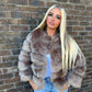 Brown faux fur 3/4 sleeve coat