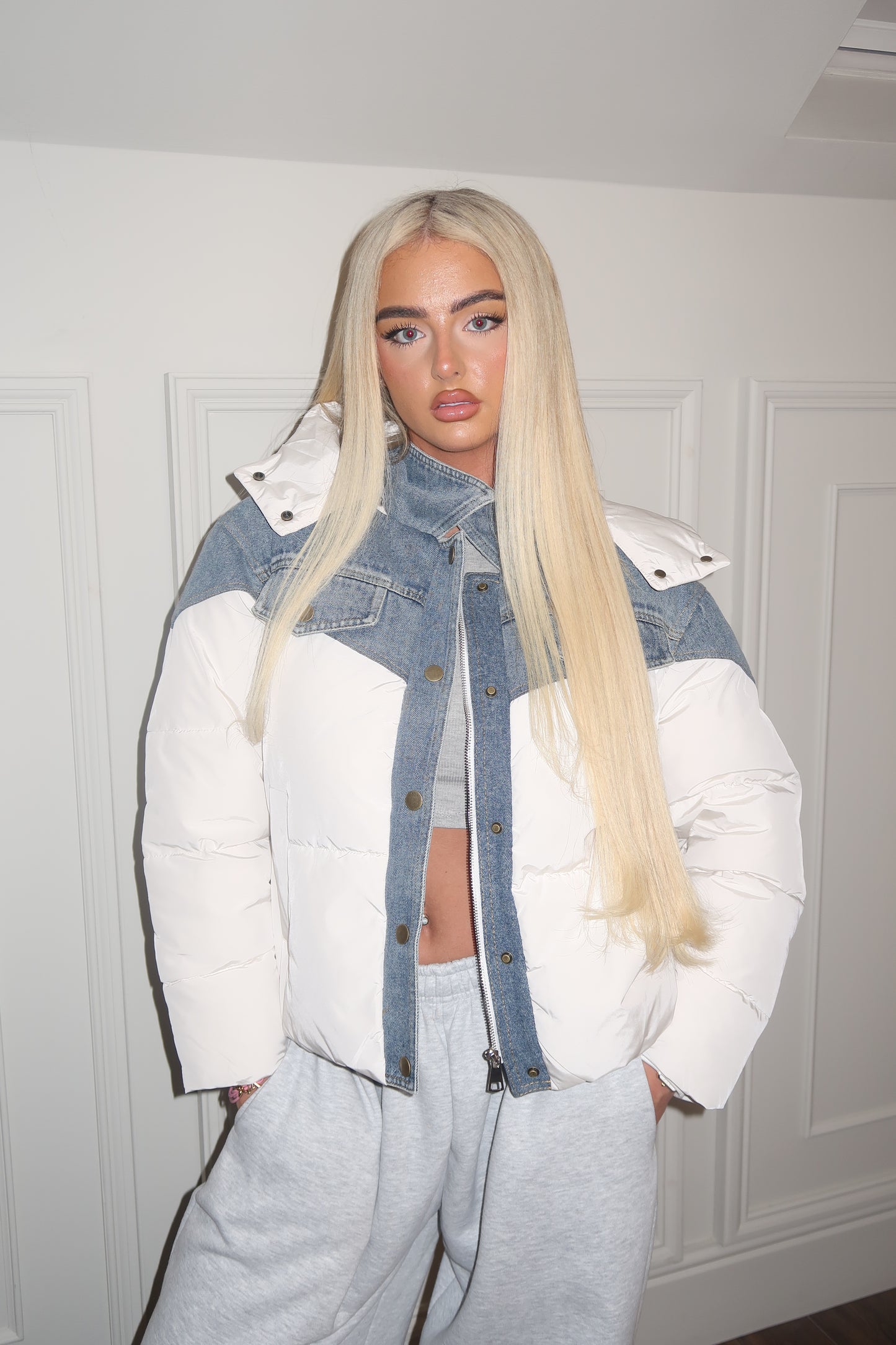 Denim white contrast jacket