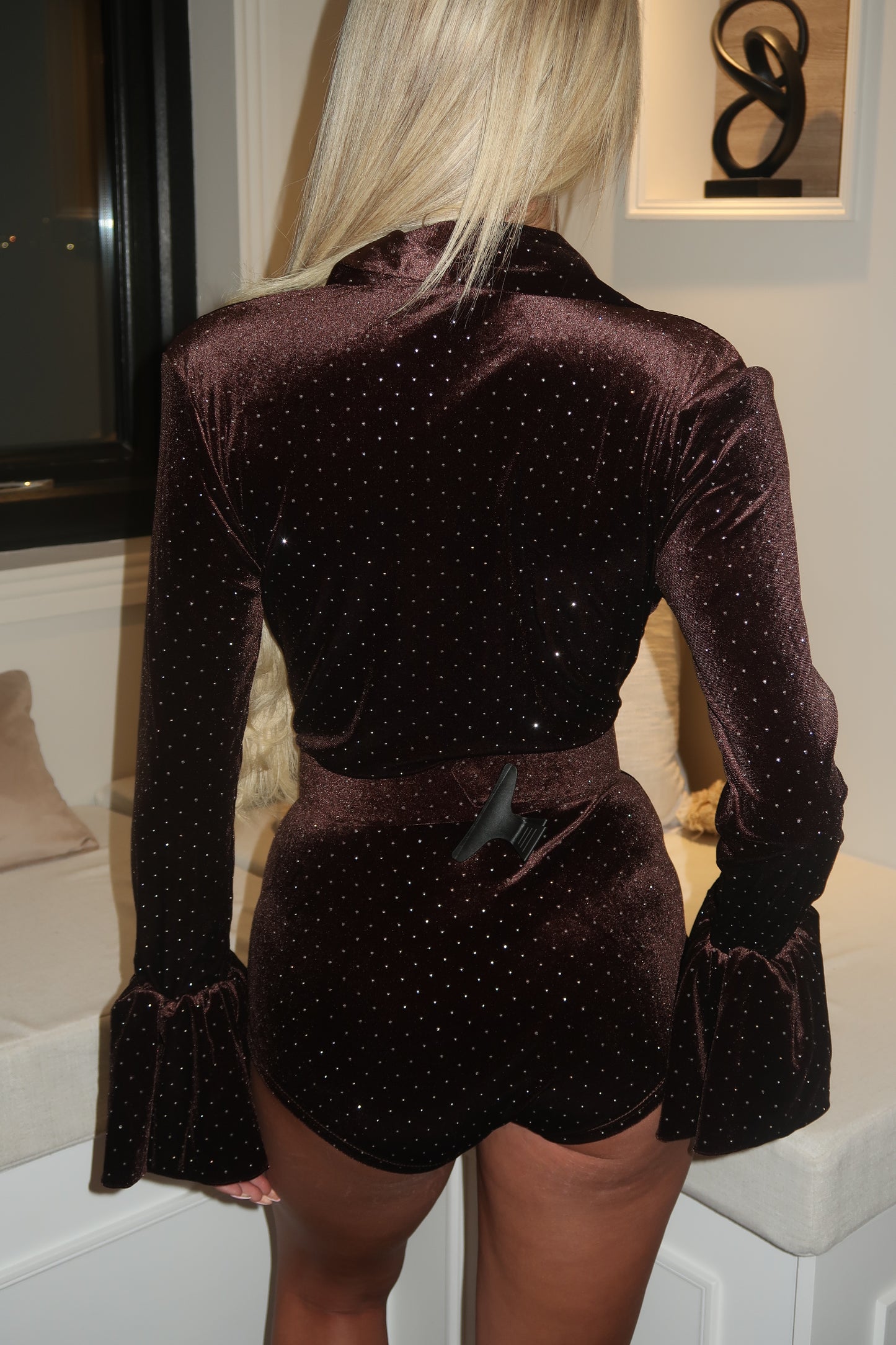 Brown belted playsuit