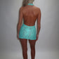 LIMITED EDITION HAND MADE AND DESIGNED IN HOUSE: ‘Aura’ blue lace dress