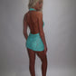 LIMITED EDITION HAND MADE AND DESIGNED IN HOUSE: ‘Aura’ blue lace dress