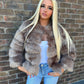 Brown faux fur 3/4 sleeve coat