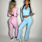 GYM GIRL ERA EXCLUSIVE Blue Sculpt V Waist flared bottoms