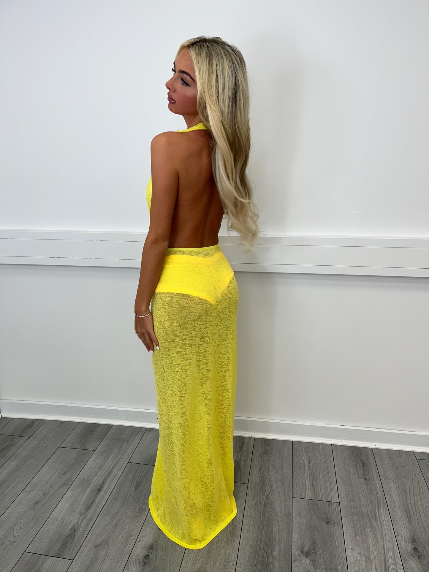 Yellow plunge dress