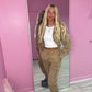 Taupe ruched sleeve tracksuit