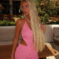 Tia pink crochet playsuit