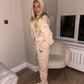 Beige ruched tracksuit