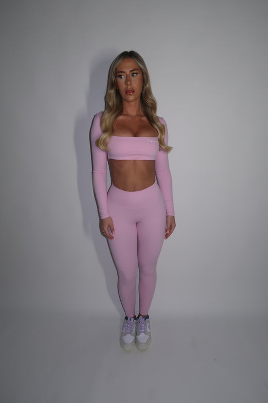 GYM GIRL ERA EXCLUSIVE Pink Sculpt square neck top